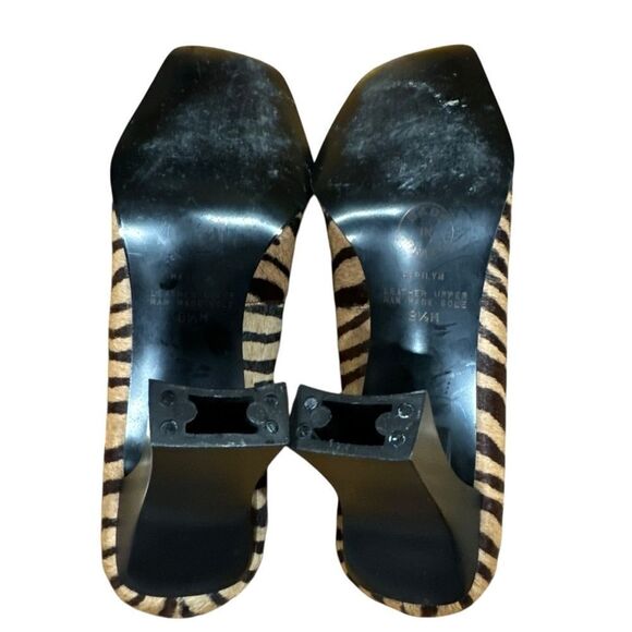 Worthington Vintage Marilyn Zebra Print Pony Hair Square Toe Flared Heel Pumps - Picture 6 of 13